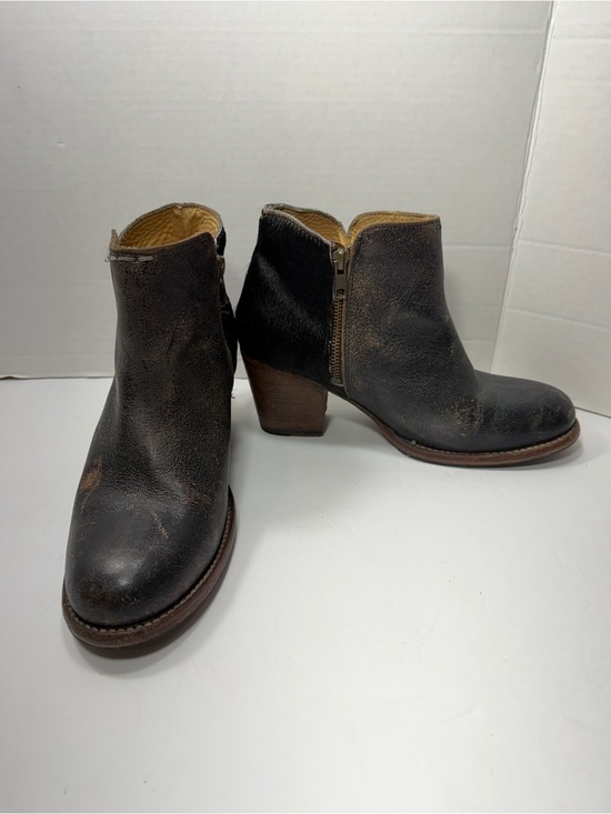 Bed Stu Shoes - BED|STU Women's Dark Brown Leather Ankle Booties with Side Zip size 9 real fur